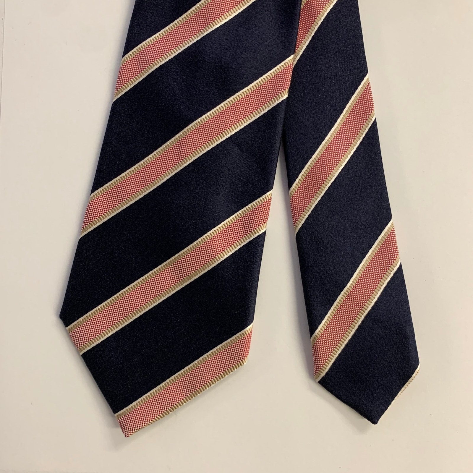 Ermenegildo Zegna Navy Red Diagonal Stripe Silk Tie